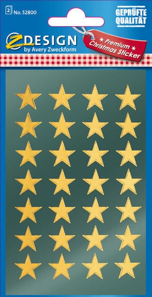 Laad de afbeelding in de Gallery-viewer, Avery Av-52800 Etiket Z-Design Christmas Pakje A 2 Vel Gouden Sterren