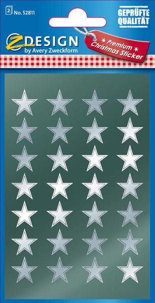 Laad de afbeelding in de Gallery-viewer, Avery Av-52811 Etiket Z-Design Christmas Pakje A 2 Vel Zilveren Sterren