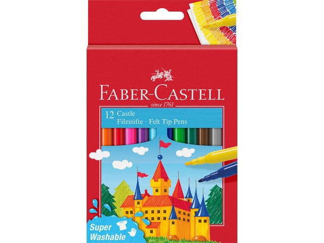 Laad de afbeelding in de Gallery-viewer, Faber Castell Fc-554201 Viltstift 12 Stuks Uitwasbaar Karton Etui