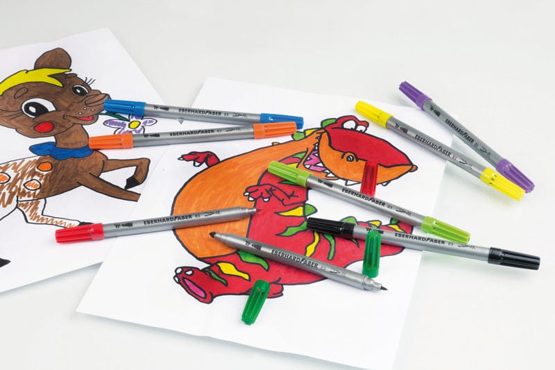 Laad de afbeelding in de Gallery-viewer, Eberhard Faber Ef-550010 Viltstiften Duo 0,8+1-3Mm Assorti Etui à 10Stuks