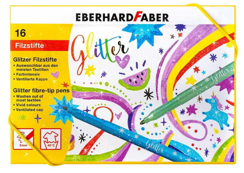 Laad de afbeelding in de Gallery-viewer, Eberhard Faber Ef-551016 Viltstiften Glitter Doos 16 Kleuren