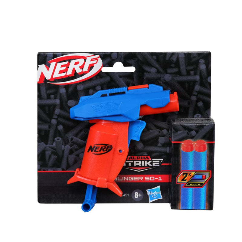 Laad de afbeelding in de Gallery-viewer, Nerf Alpha Strike Slinger Sd-1 Blaster + 2 Darts Rood/Blauw