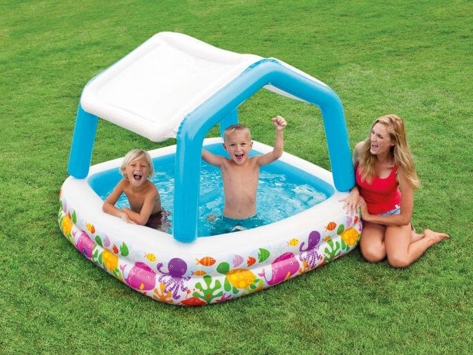 Laad de afbeelding in de Gallery-viewer, Intex Opblaaszwembad Met Zonnedak