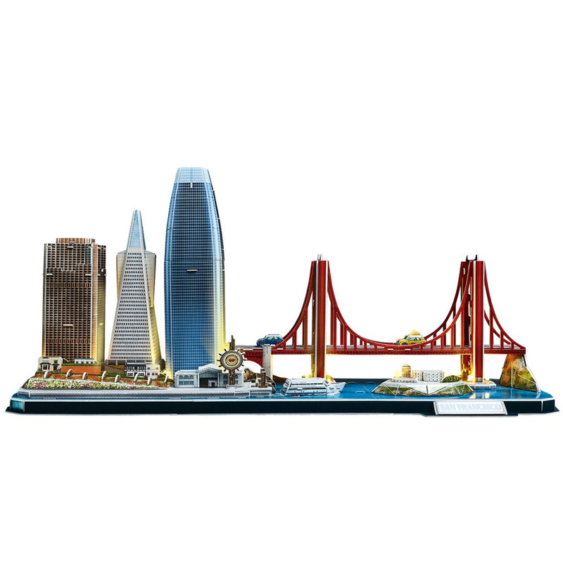 Laad de afbeelding in de Gallery-viewer, Cubic Fun 3D Puzzel City Line San Francisco + Led Verlichting 90 Stukjes