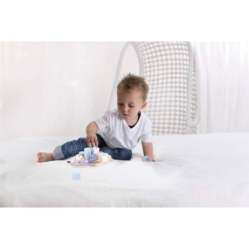 Laad de afbeelding in de Gallery-viewer, Jipy Houten Legpuzzel Egeltje 10 Stukjes Paars/Blauw