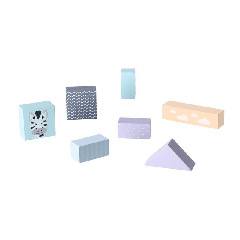 Laad de afbeelding in de Gallery-viewer, Jipy Houten Blokkenkar Met Blokken Paars/Blauw