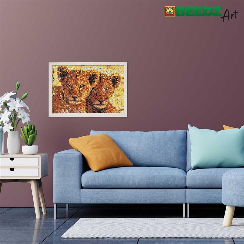 Laad de afbeelding in de Gallery-viewer, Ses Creative Beedz Art Strijkkralen Leeuwenwelpen 30X45.5 Cm 7000 Stuks