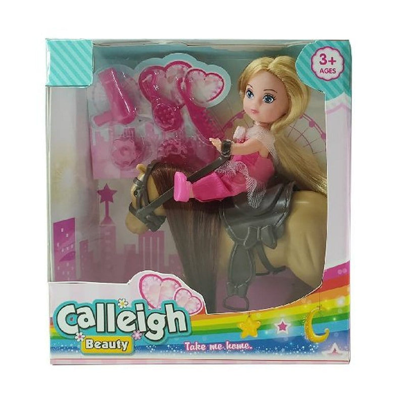 Laad de afbeelding in de Gallery-viewer, Basic Calleigh Mini Paard Met Pop + Accessoires Assorti
