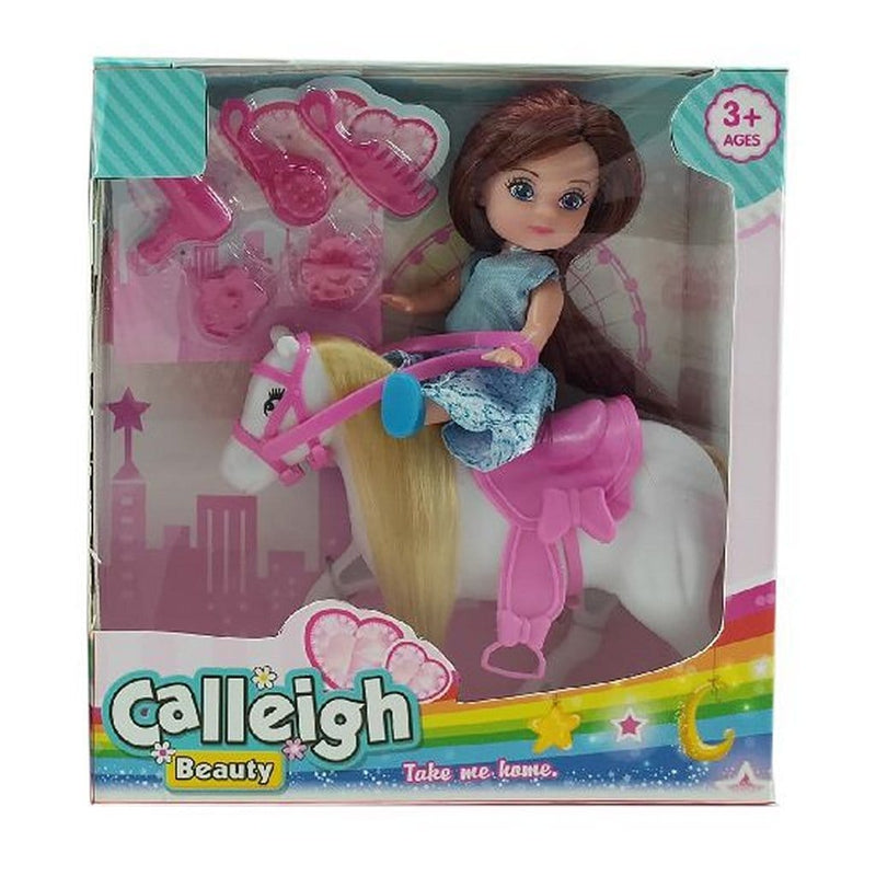 Laad de afbeelding in de Gallery-viewer, Basic Calleigh Mini Paard Met Pop + Accessoires Assorti