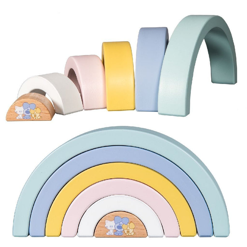 Laad de afbeelding in de Gallery-viewer, Rubo Toys Woezel En Pip Baby Houten Regenboog