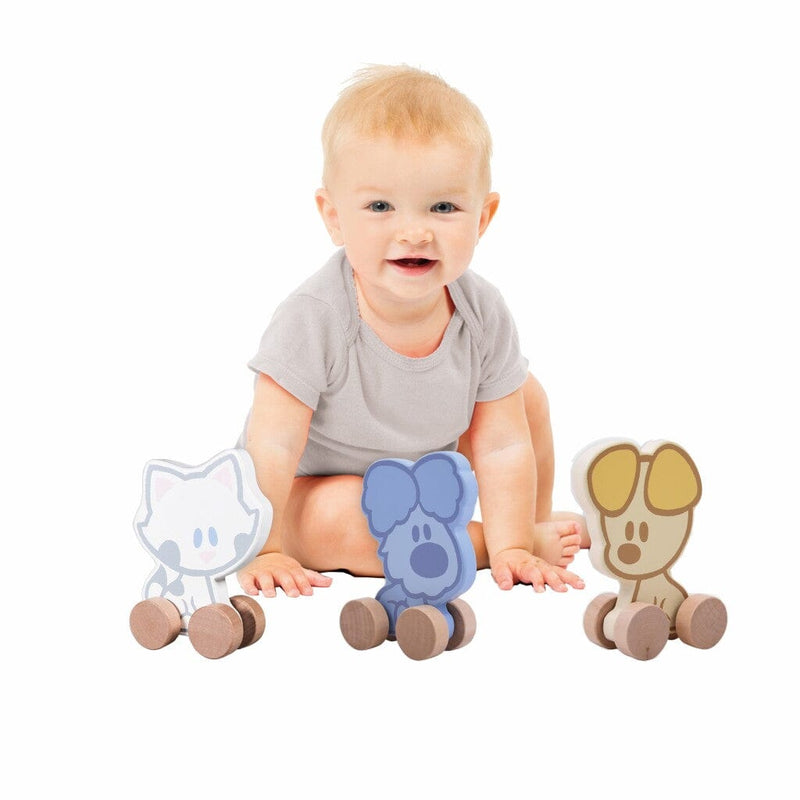Laad de afbeelding in de Gallery-viewer, Woezel En Pip Rubo Toys Woezel En Pip Baby Houten Wielfiguren Assorti