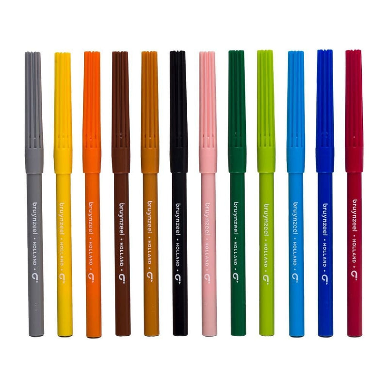 Laad de afbeelding in de Gallery-viewer, Bruynzeel Viltstiften 12 Kleuren