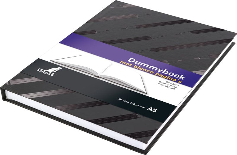 Laad de afbeelding in de Gallery-viewer, Kangaro K-5585 Dummyboek A5 Blanco Hard Cover 80 Blad 140Grs Zwart Design