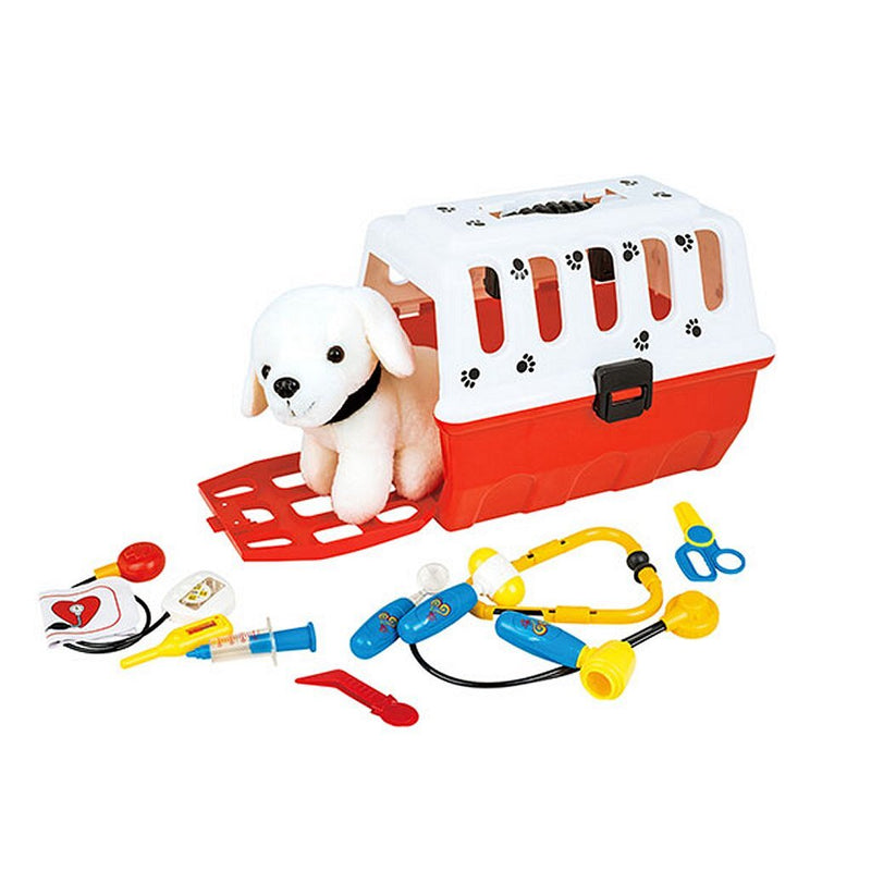Laad de afbeelding in de Gallery-viewer, Toi-Toys Puppy In Reismand + Dierenarts Accessoires