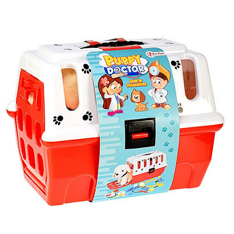 Laad de afbeelding in de Gallery-viewer, Toi-Toys Puppy In Reismand + Dierenarts Accessoires