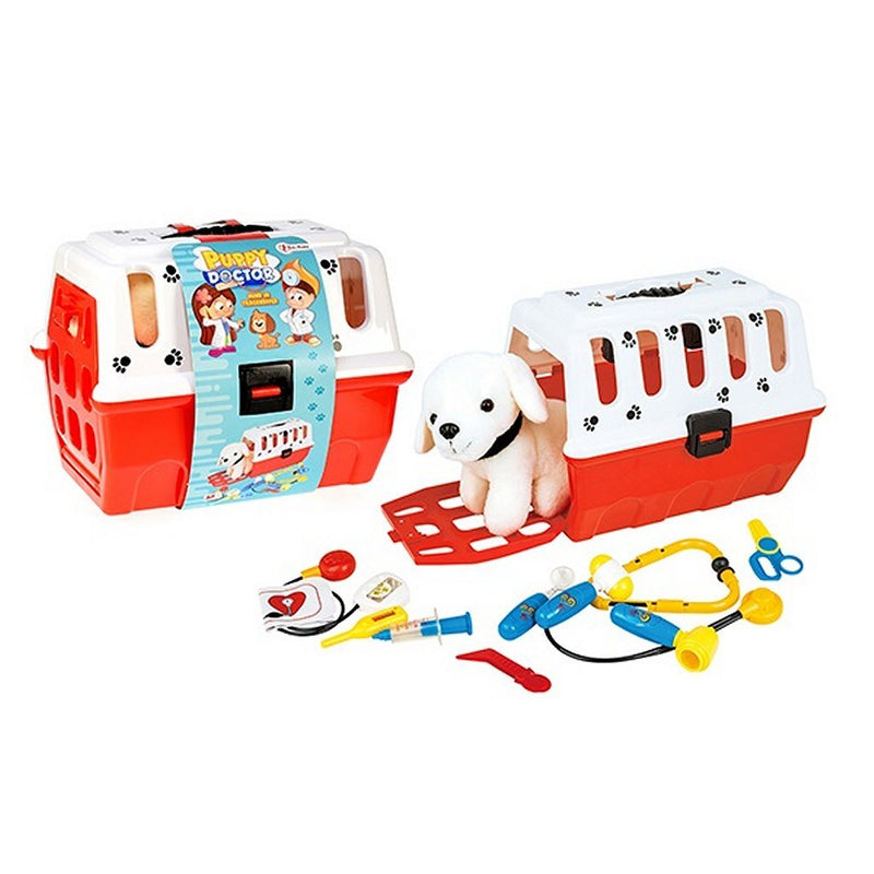 Laad de afbeelding in de Gallery-viewer, Toi-Toys Puppy In Reismand + Dierenarts Accessoires