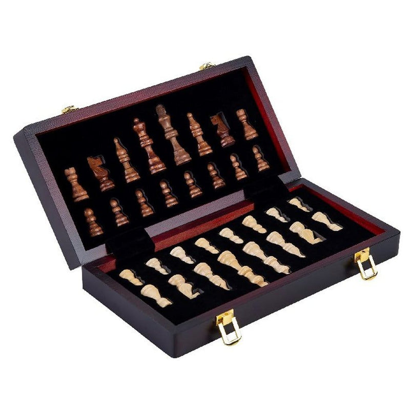 Laad de afbeelding in de Gallery-viewer, Basic Houten Opklapbaar Schaakspel 38.5X38.5X5.8 Cm