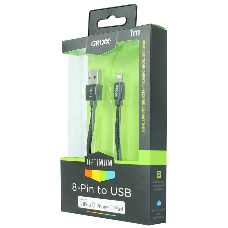 Laad de afbeelding in de Gallery-viewer, Grixx Laadkabel Zwart Lightn. 1M