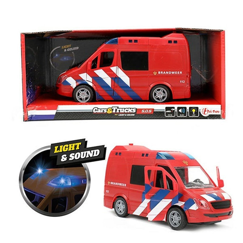 Laad de afbeelding in de Gallery-viewer, Toi-Toys Cars & Trucks Brandweerwagen + Licht + Geluid