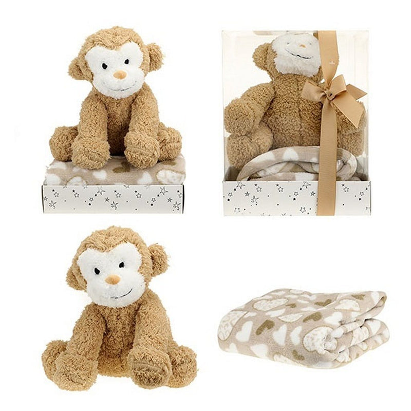 Laad de afbeelding in de Gallery-viewer, Toi-Toys Pluchen Aap + Knuffeldeken In Geschenkdoos