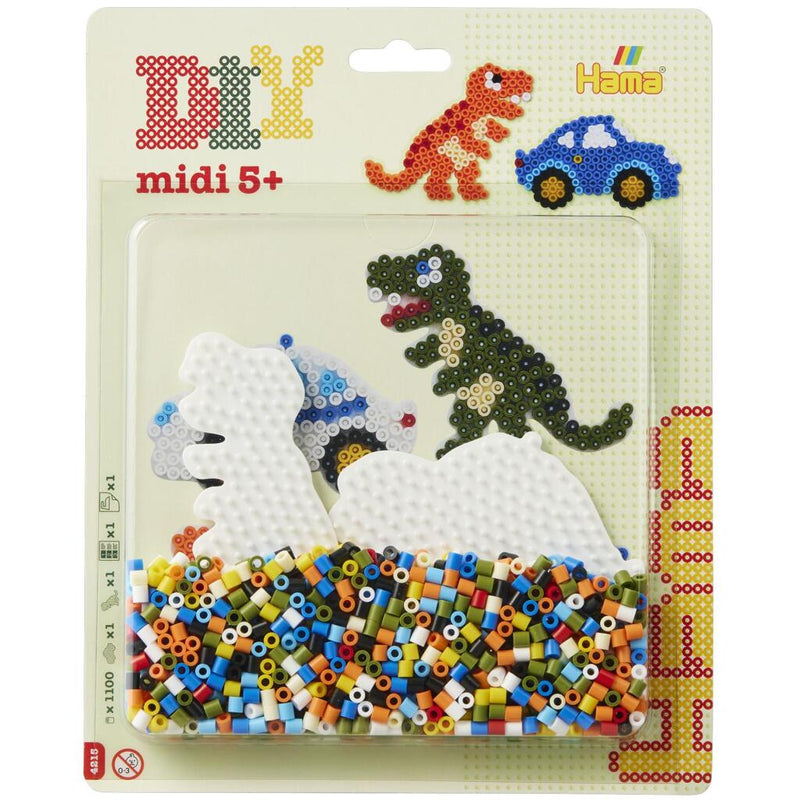 Laad de afbeelding in de Gallery-viewer, Hama Strijkkralen Midi Dino 1100 Stuks
