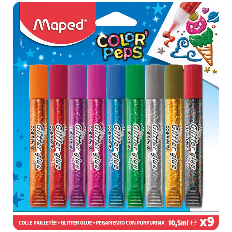 Laad de afbeelding in de Gallery-viewer, Maped Color Peps Glitterlijm 9 Kleuren 10.5 Ml
