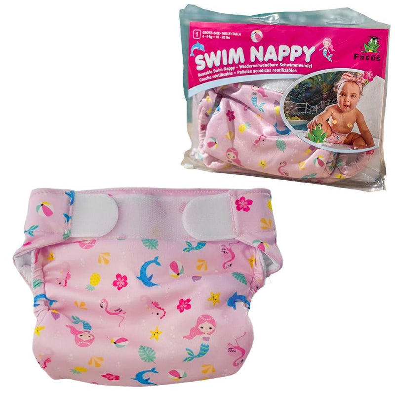 Laad de afbeelding in de Gallery-viewer, Freds Swim Academy Wasbare Zwemluier Zeemeermin Maat 1 4-9 Kg Roze
