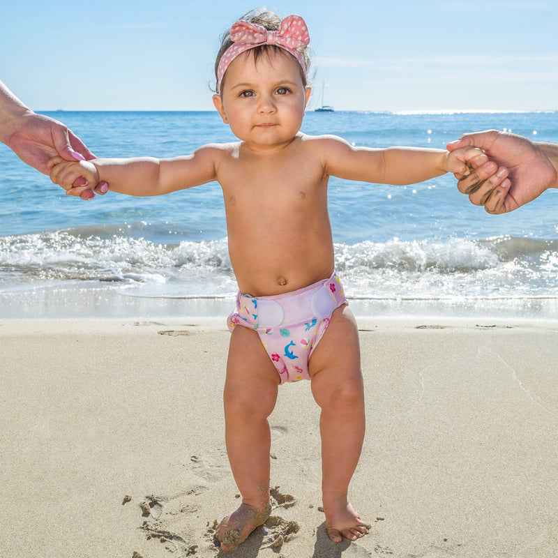 Laad de afbeelding in de Gallery-viewer, Freds Swim Academy Wasbare Zwemluier Zeemeermin Maat 1 4-9 Kg Roze
