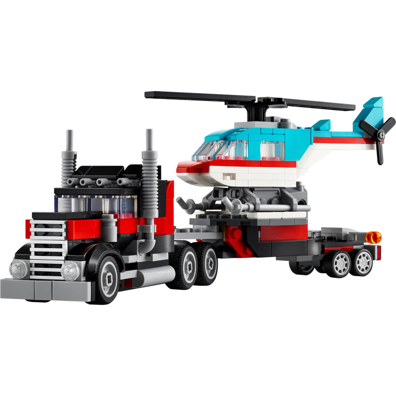 Laad de afbeelding in de Gallery-viewer, Lego Creator 31146 3In1 Flatbed Truck With Helicopter
