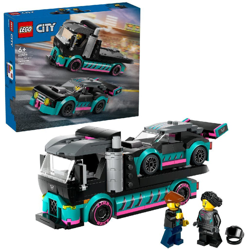 Laad de afbeelding in de Gallery-viewer, Lego City 60406 Raceauto En Transporttruck
