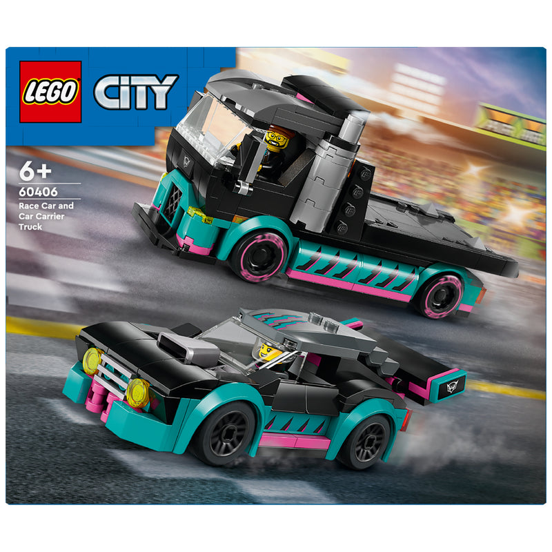 Laad de afbeelding in de Gallery-viewer, Lego City 60406 Raceauto En Transporttruck
