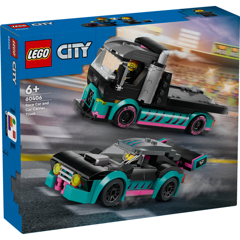 Laad de afbeelding in de Gallery-viewer, Lego City 60406 Raceauto En Transporttruck
