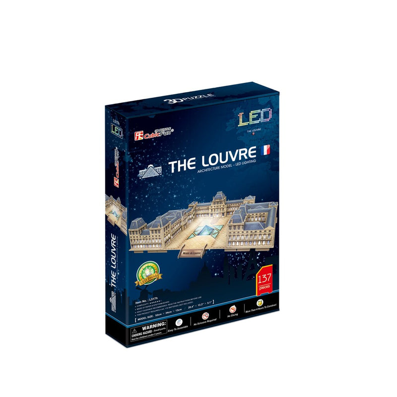 Laad de afbeelding in de Gallery-viewer, Cubic Fun 3D Puzzel The Louvre + Led Verlichting 137 Stukjes
