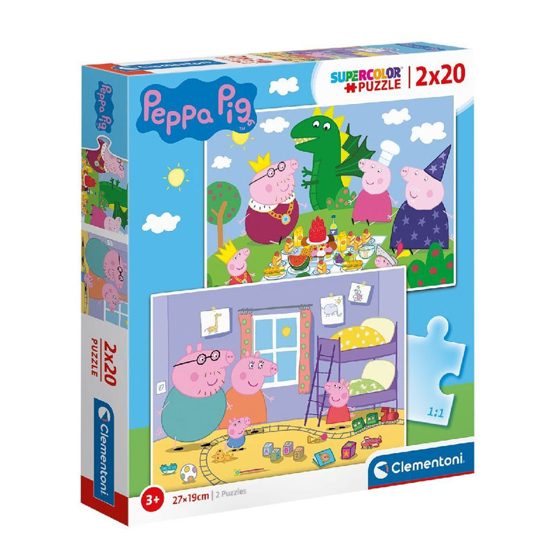 Laad de afbeelding in de Gallery-viewer, Clementoni Supercolor Puzzel Peppa Pig 2X20 Stukjes
