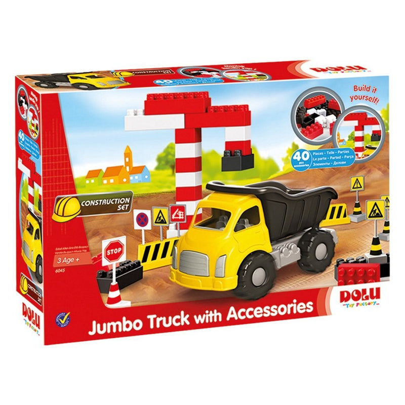 Laad de afbeelding in de Gallery-viewer, Dolu Jumbo Bouwtruck Met Accessoires 40-Delig
