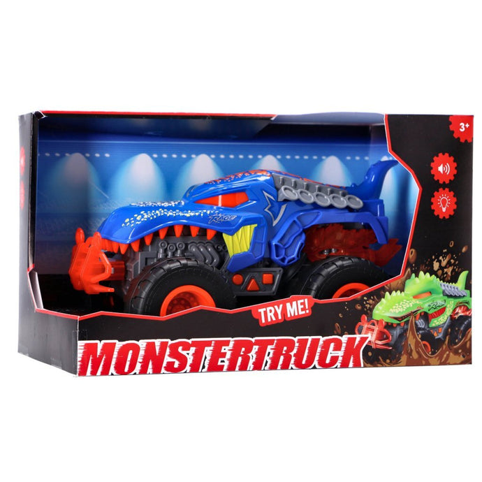 Overige Merken Monstertruck Dino + Licht En Geluid Blauw