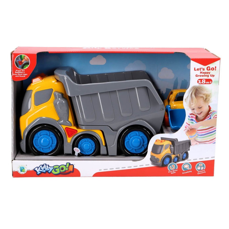Laad de afbeelding in de Gallery-viewer, Orange Elephant Kiddygo Dump Truck 31 Cm + Licht En Geluid
