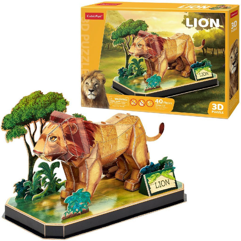 Laad de afbeelding in de Gallery-viewer, Cubic Fun 3D Puzzel Leeuw 40 Stukjes
