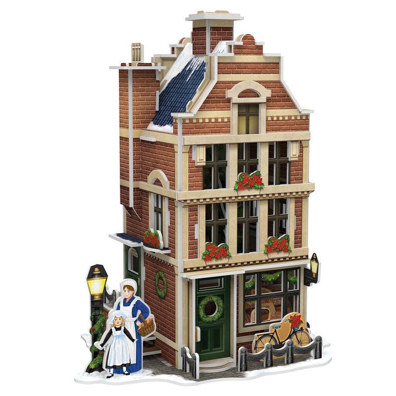 Laad de afbeelding in de Gallery-viewer, Cubic Fun 3D Puzzel Hollands Huisje Winter Bakkerij + Licht 65 Stukjes
