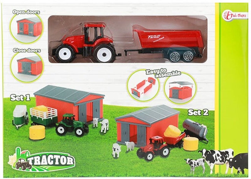 Laad de afbeelding in de Gallery-viewer, Toi-Toys Toi Toys Tractor Set Met Schuur Verschillende Uitvoeringen
