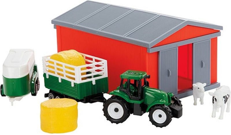 Laad de afbeelding in de Gallery-viewer, Toi-Toys Toi Toys Tractor Set Met Schuur Verschillende Uitvoeringen
