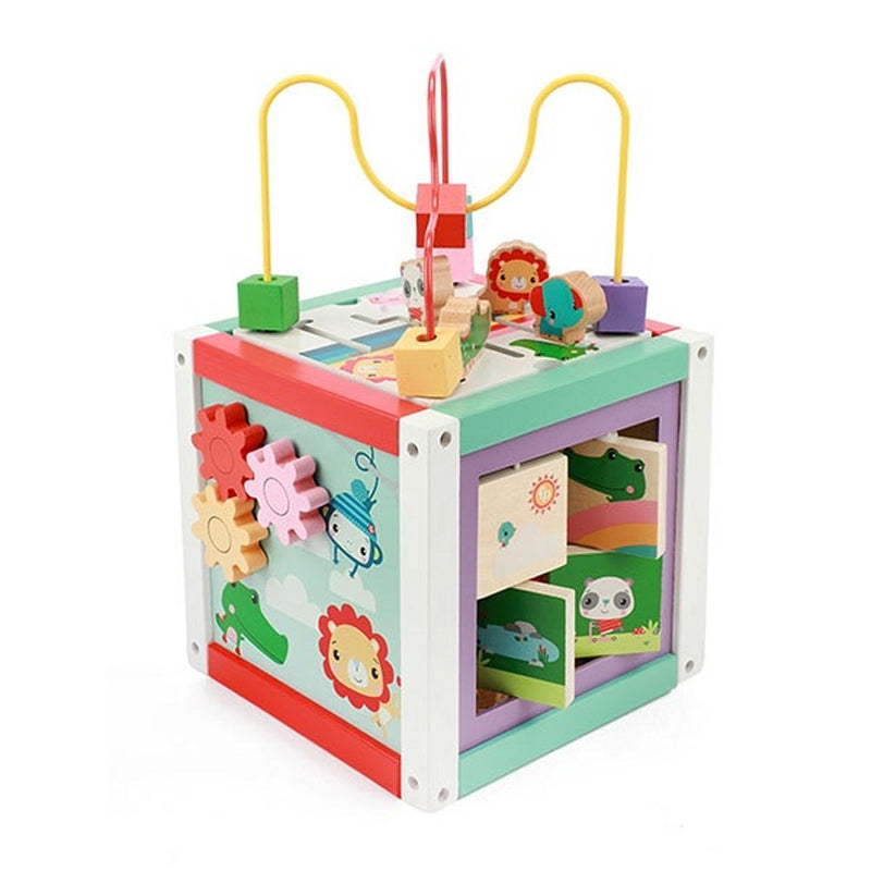 Laad de afbeelding in de Gallery-viewer, Fisher Price 5In1 Houten Activiteitenkubus
