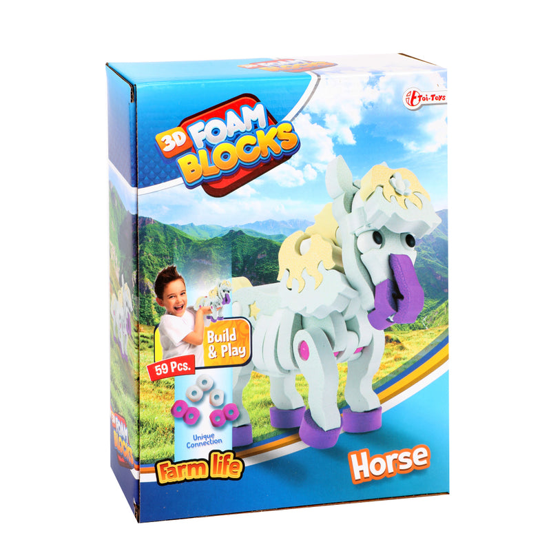Laad de afbeelding in de Gallery-viewer, Toi-Toys 3D Puzzel Constuksructiefoam Paard Diy Set S
