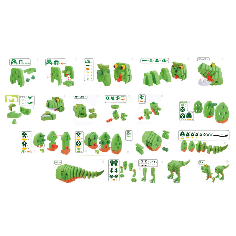 Laad de afbeelding in de Gallery-viewer, Toi-Toys Knutselpuzzel Dinosaurus 25,8 Cm Groen 104-Delig
