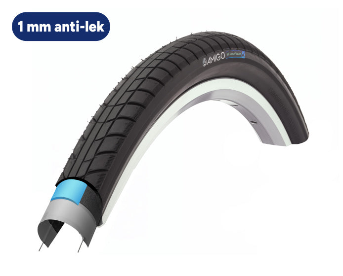 Laad de afbeelding in de Gallery-viewer, Amigo Buitenband Anti-Lek Toro 28 X 1.50-1 5/8 X 1 1/2 (40-622) zwart 28 inch
