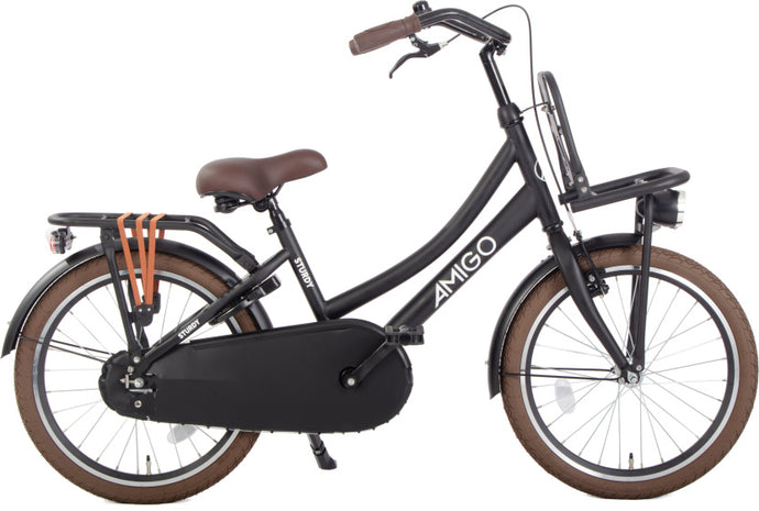 Amigo Sturdy Meisjes Terugtraprem matzwart 32 cm 20 inch