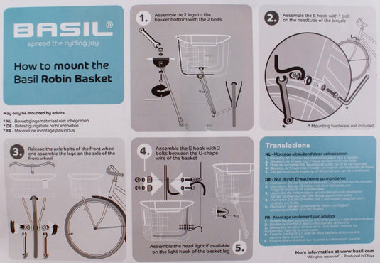 Basil Fietsmand Voor Robin 27 Liter (11219)