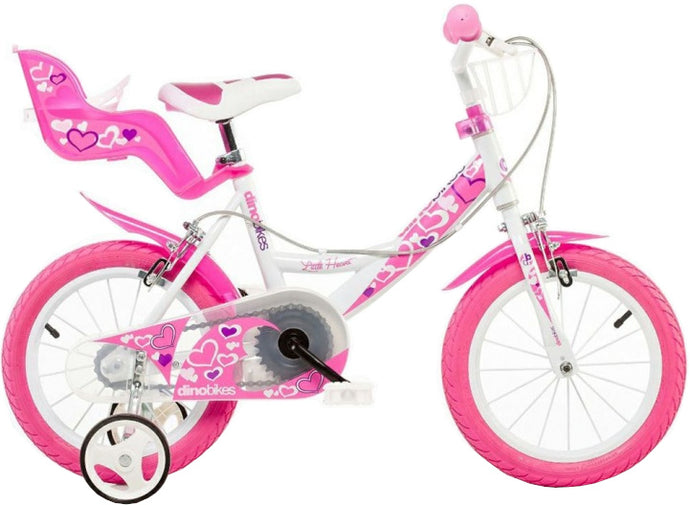 Dino Little Heart Meisjes Knijprem  16 inch 31 cm wit/roze