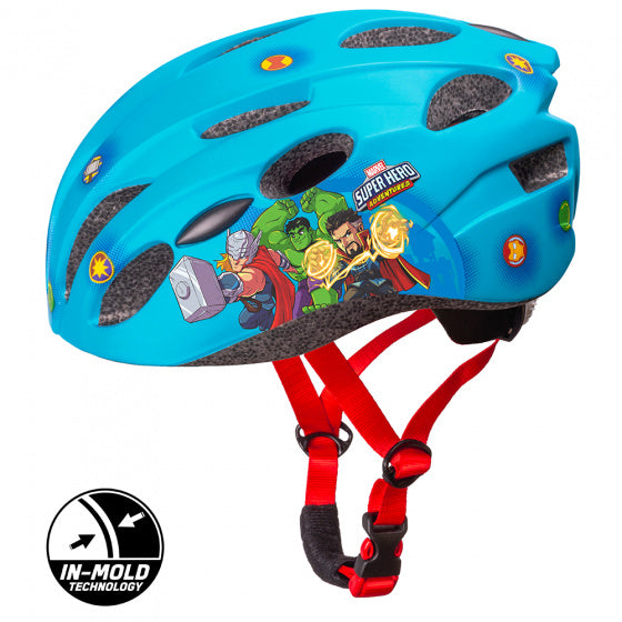 Laad de afbeelding in de Gallery-viewer, Disney Avengers Fietshelm Junior In-Mold Blauw Maat 52-56
