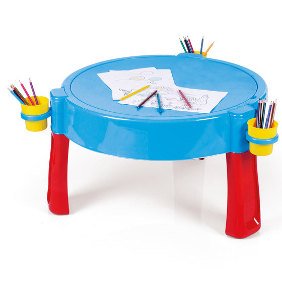 Laad de afbeelding in de Gallery-viewer, Dolu 3-In-1 Zand- En Watertafel Met Tekentafel Blauw/Rood
